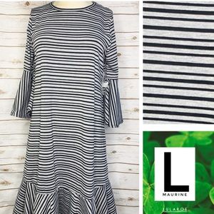 LULAROE Black and light grey horizontal striped Maurine L